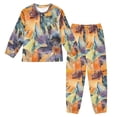 thumbnail image 1 of Fluffy Pajamas Set Fuzzy Winter Warm Pj Sets Pullover Tops and Long Pants Abstract Watercolor Flower Painting Medium, 1 of 8