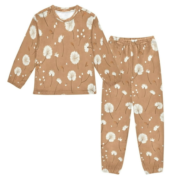 Fluffy Pajamas Set Fuzzy Winter Warm Pj Sets Pullover Tops and Long Pants Adorabledandelion Pattern X-Large