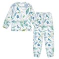 thumbnail image 1 of Fluffy Pajamas Set Fuzzy Winter Warm Pj Sets Pullover Tops and Long Pants Blue Leaves Small, 1 of 8