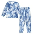 thumbnail image 1 of Fluffy Pajamas Set Fuzzy Winter Warm Pj Sets Pullover Tops and Long Pants Blue Tie-dye Pattern Small, 1 of 8