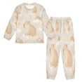 thumbnail image 1 of Fluffy Pajamas Set Fuzzy Winter Warm Pj Sets Pullover Tops and Long Pants Capybara Pattern Small, 1 of 8