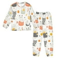 thumbnail image 1 of Fluffy Pajamas Set Fuzzy Winter Warm Pj Sets Pullover Tops and Long Pants Cats and Fish Pattern Large, 1 of 8
