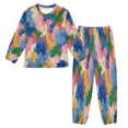 thumbnail image 1 of Fluffy Pajamas Set Fuzzy Winter Warm Pj Sets Pullover Tops and Long Pants Colorful Splashes and Brushstrokes Medium, 1 of 8