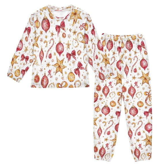 Fluffy Pajamas Set Fuzzy Winter Warm Pj Sets Pullover Tops and Long Pants Delicate Christmas Ornaments Small