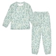 thumbnail image 1 of Fluffy Pajamas Set Fuzzy Winter Warm Pj Sets Pullover Tops and Long Pants Green Leaf Pattern Large, 1 of 7