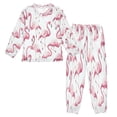 thumbnail image 1 of Fluffy Pajamas Set Fuzzy Winter Warm Pj Sets Pullover Tops and Long Pants Pink Flamingos Pattern Large, 1 of 8