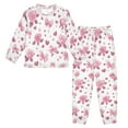 thumbnail image 1 of Fluffy Pajamas Set Fuzzy Winter Warm Pj Sets Pullover Tops and Long Pants Pink Roses and Bows Large, 1 of 8