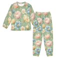 thumbnail image 1 of Fluffy Pajamas Set Fuzzy Winter Warm Pj Sets Pullover Tops and Long Pants Pink Tulips and Cosmos X-Small, 1 of 8