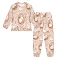 thumbnail image 1 of Fluffy Pajamas Set Fuzzy Winter Warm Pj Sets Pullover Tops and Long Pants Pink and Peach Rabbits Large, 1 of 8