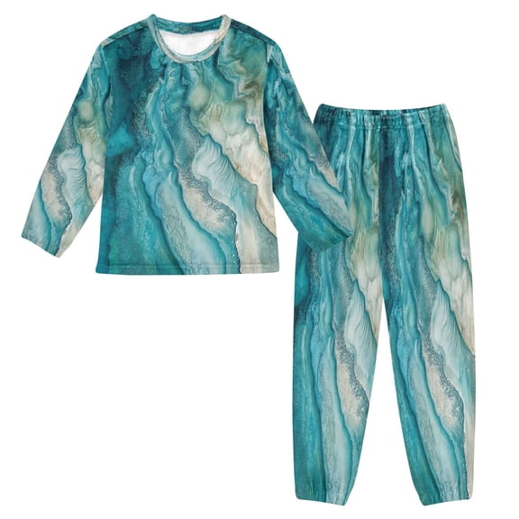 Fluffy Pajamas Set Fuzzy Winter Warm Pj Sets Pullover Tops and Long Pants Rocky Shores X-Large