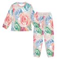 thumbnail image 1 of Fluffy Pajamas Set Fuzzy Winter Warm Pj Sets Pullover Tops and Long Pants Roses Pattern X-Large, 1 of 8