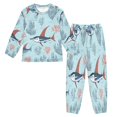 thumbnail image 1 of Fluffy Pajamas Set Fuzzy Winter Warm Pj Sets Pullover Tops and Long Pants Sailfish and Coral Reef Pattern X-Small, 1 of 8