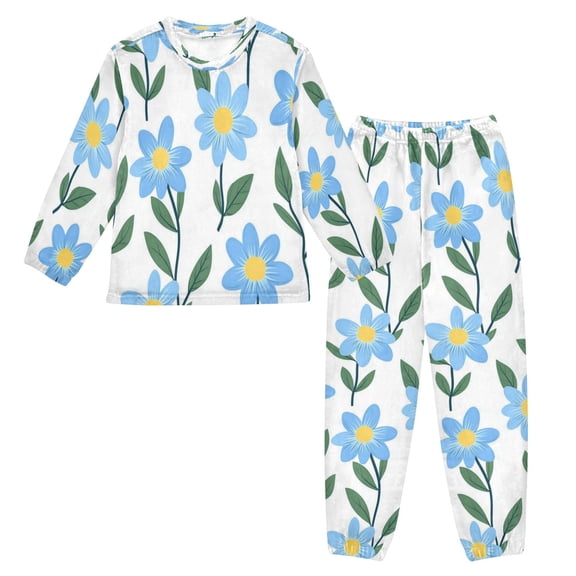 Fluffy Pajamas Set Fuzzy Winter Warm Pj Sets Pullover Tops and Long Pants Spring Flowers X-Small