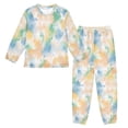 thumbnail image 1 of Fluffy Pajamas Set Fuzzy Winter Warm Pj Sets Pullover Tops and Long Pants Watercolor Soft Pastel Strokes X-Small, 1 of 8