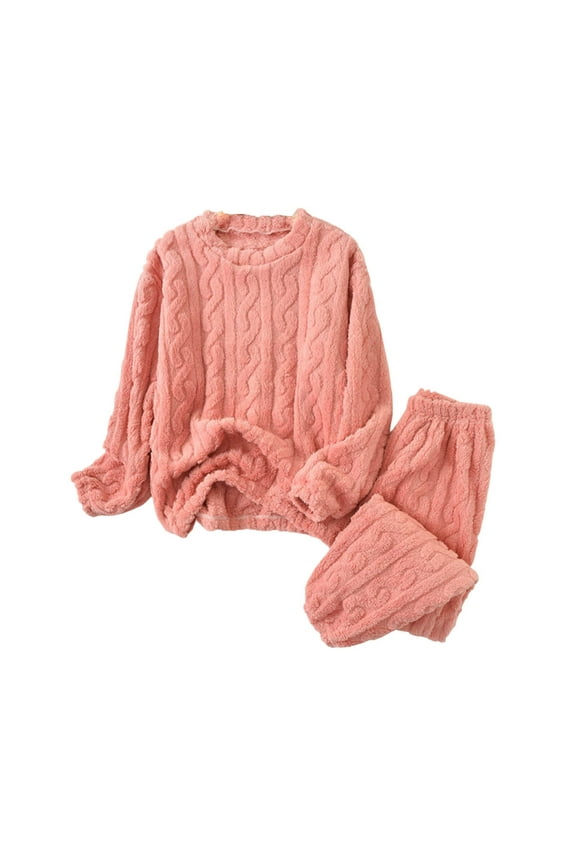 Fluffy Pajamas Set for Women 2 Piece Soft Comfy Warm Pjs Sets Pullover Pants Loose Plush Sleepwear Fuzzy Loungewear for Winter