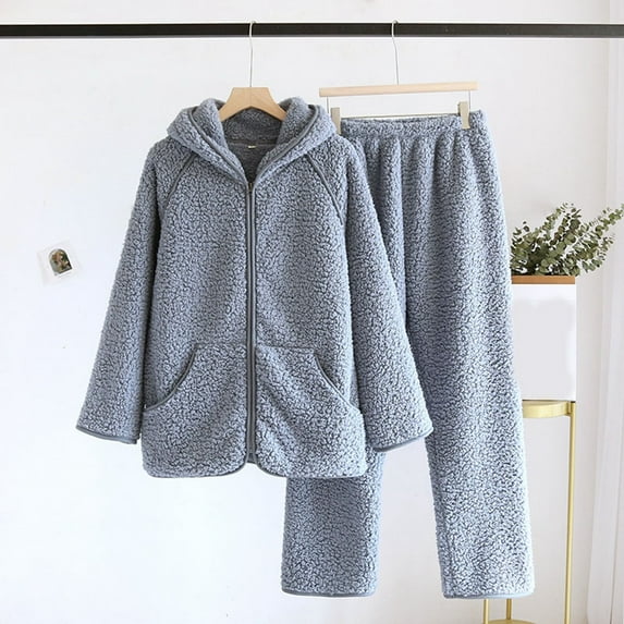 Fluffy Pajamas for Women Long Sleeve Zip Up Jackets Pants Set Lounge Set Womens Pjs Sets Winter