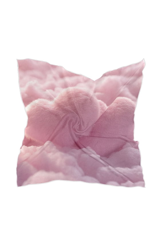 Fluffy Pink Heart-shaped Women's Fashion Soft Scarf Square Satin Head Scarf Neck Scarf Head Hair Wraps