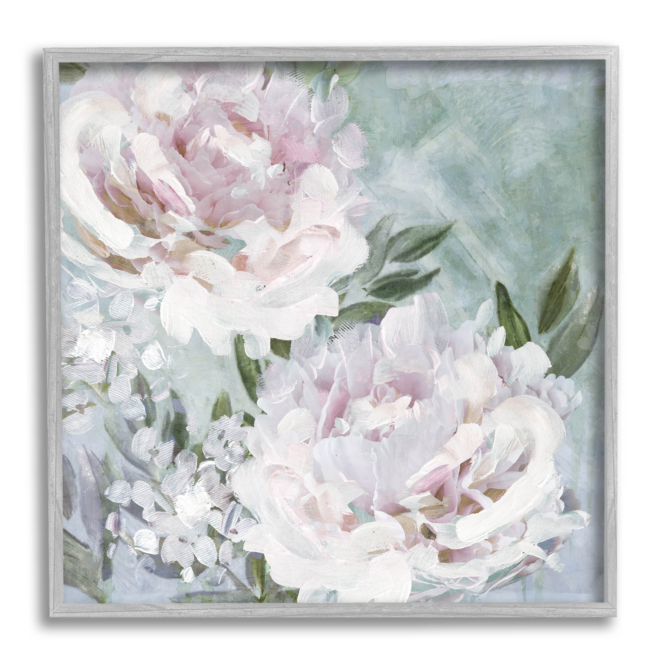 Fluffy Pink Peonies Floral Botanical & Floral Graphic Art Gray Framed Art Print Wall Art