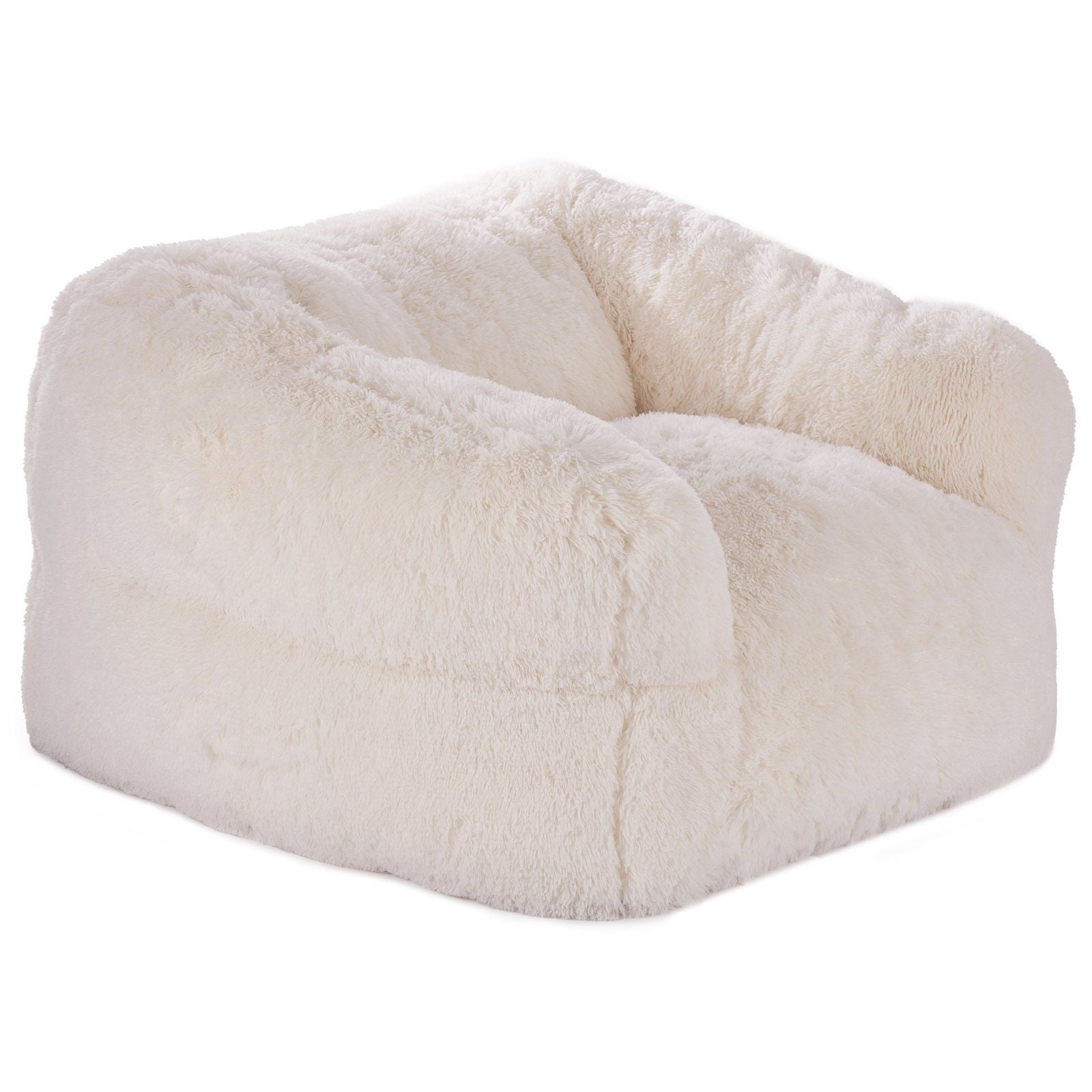Plush High-Density Foam Filled Bean Bag Chair with Armrests & Zipper Cover, Ergonomic Lounger for Adults, Cozy Portable Sofa for Living Room, Bedroom, Office - Beige