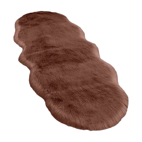 Fluffy Plush Bedroom Runner Rug Extra Large Shag Floor Carpet Non Slip Water Absorbent Mat For Living Room Brown 19.7x55.1in