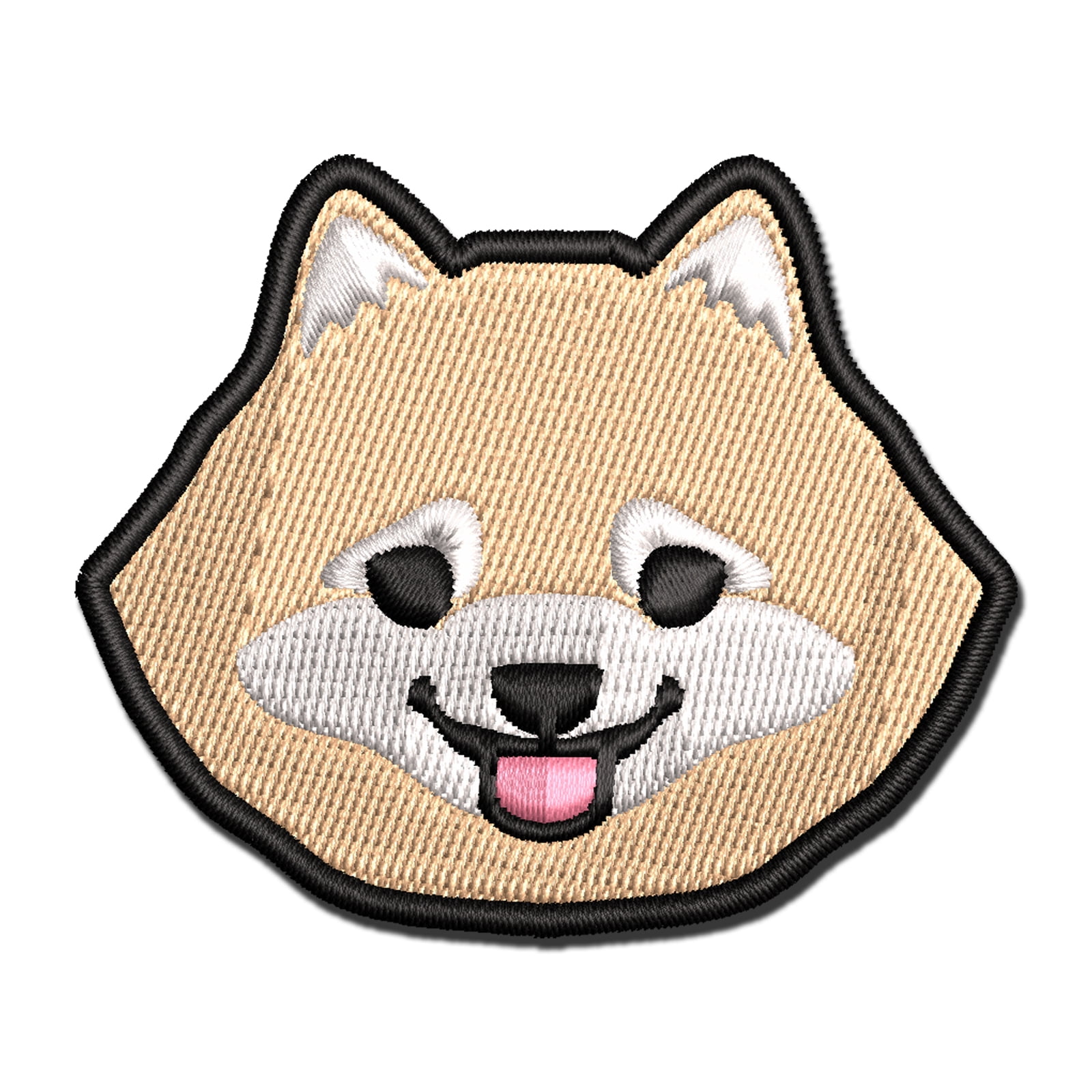 Fluffy Pomeranian Dog Head Applique Multi-Color Embroidered Iron-On Patch - 3.5 Inch Large