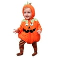 thumbnail image 1 of Fluffy Pumpkin Baby Romper with Tulle Wings Cute Jack O Lantern Outfit for Toddler Halloween, 6-9 Months, 1 of 8
