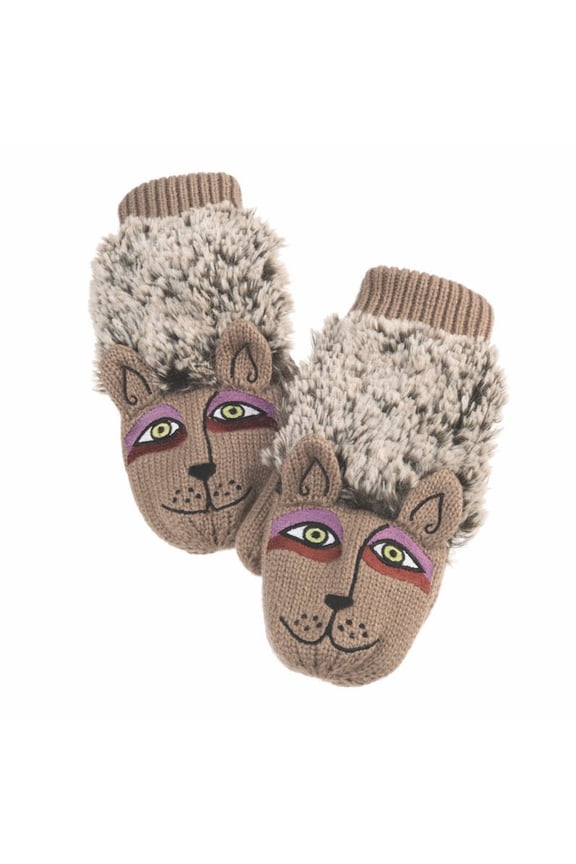 Fluffy Puppy Mittens - Beige