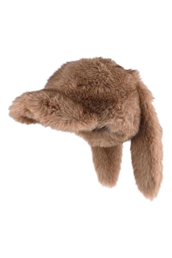 Fluffy Rabbit Ear Winter Beanie - Soft Faux Mink Fur Trapper Hat for Men Women - Warm Ear Protection Cap for Cold Weather Outdoor Activities
