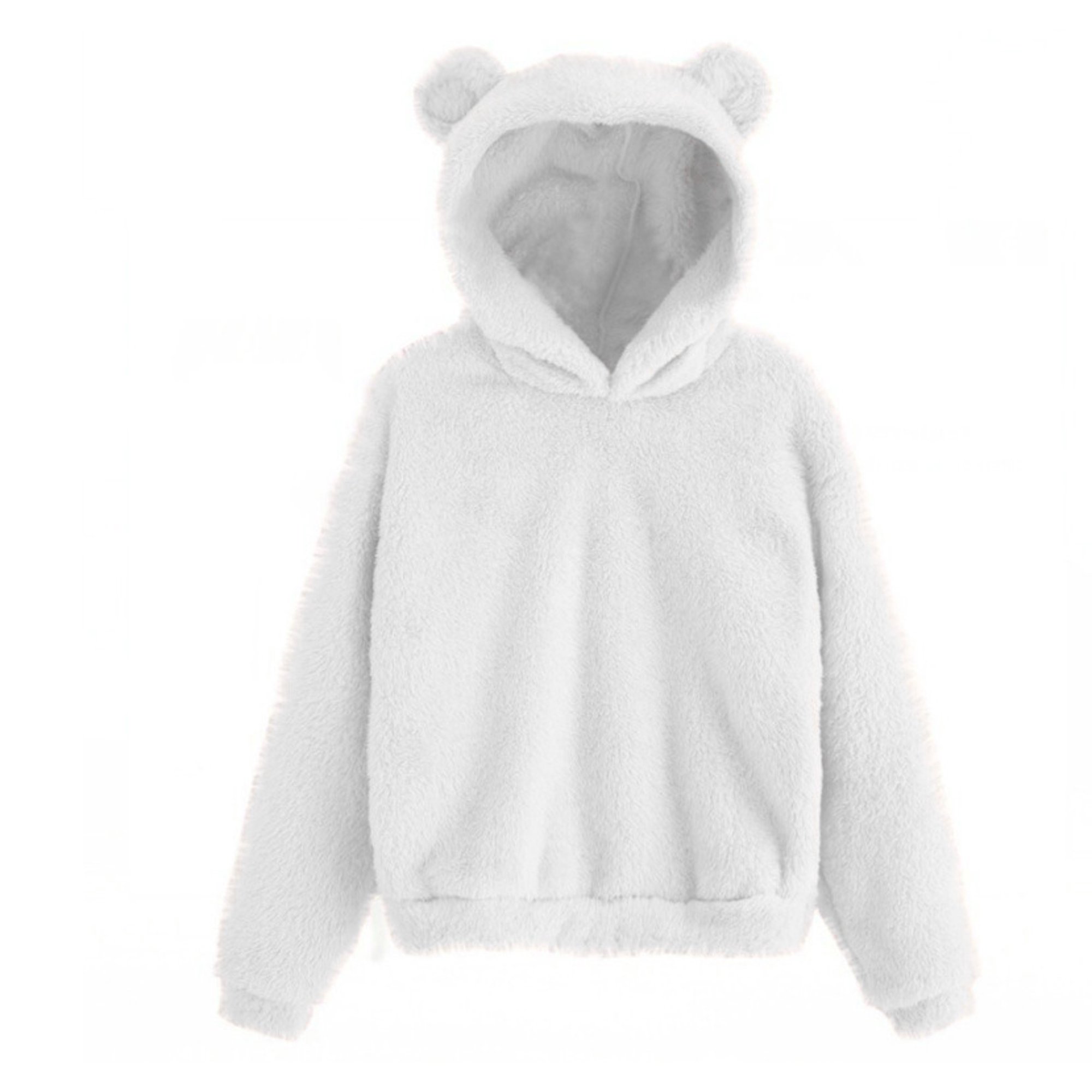 Fluffy Rabbit Ears Hooded Warm Sweatshirt Hoodies Women Solid Color  Harajuku Hoodie Streetwear - Walmart.com