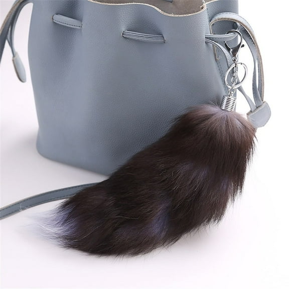 Fluffy Rabbit Tail Keychain Cute Pompom Keyring for Women Girls Bag Charm