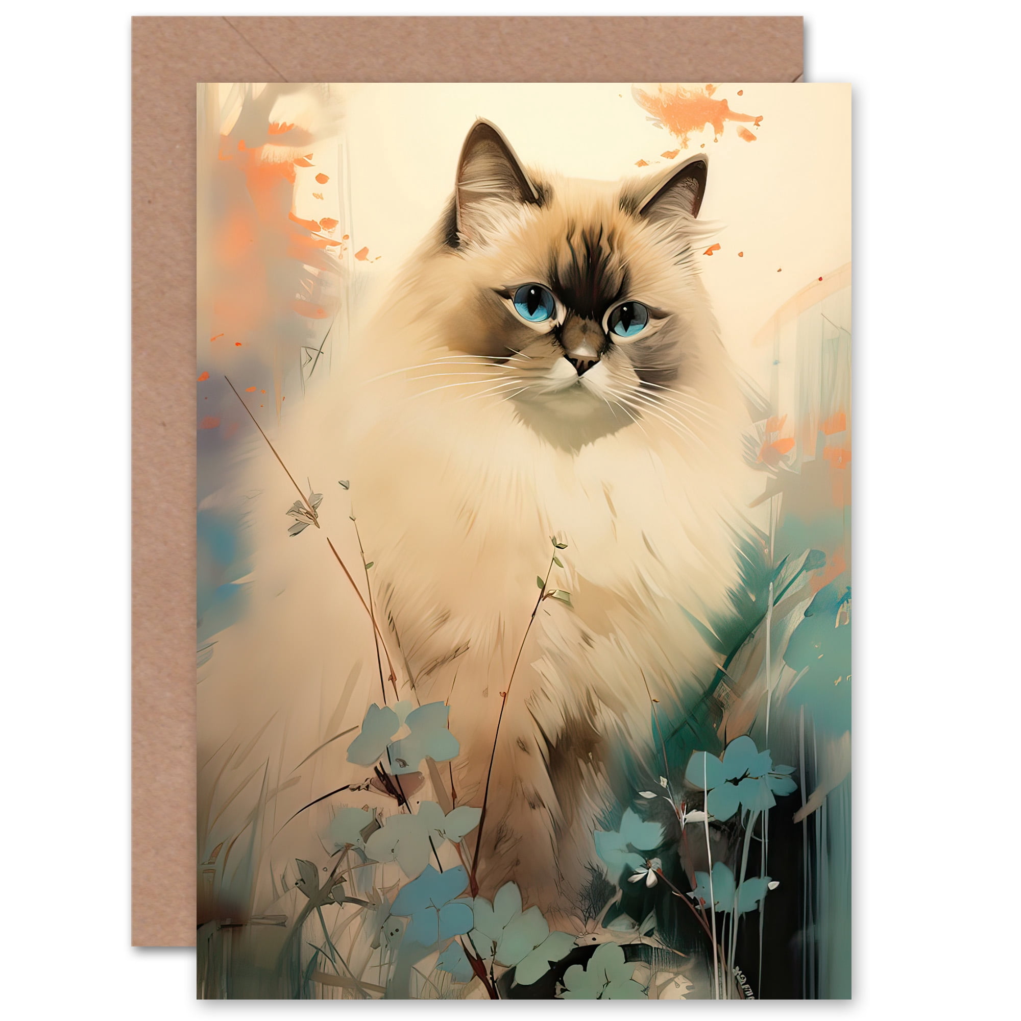 Biglietto D'Auguri Gatto Ragdoll - Cartolina Artistica Con Busta (17.5x12.5cm) - 2