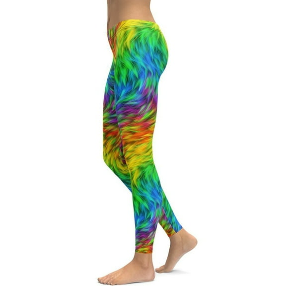 Fluffy Rainbow Leggings Size: XS for Women | FIERCEPULSE
