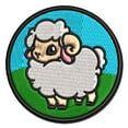 thumbnail image 1 of Fluffy Ram Cute Applique Multi-Color Embroidered Hook & Loop Patch - 3.5 Inch Large, 1 of 5