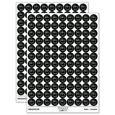 Fluffy Ram Cute 200+ Round Stickers - Black - Gloss Finish - 0.50" Size