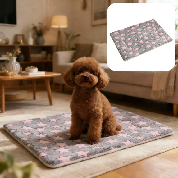 Fluffy Reversible Dog Bed Mat - Thickened Warm Pet Sleeping Pad for Crates, Machine Washable & Padded Comfort for Small Medium Large Dogs and Cats, Kennel Pad Replacement