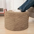 thumbnail image 1 of Fluffy Round Ottoman Pouf with All-in-One Foam Filling 20" x 14" Furry Ottoman Foot Rest Foot Stool for Living Room or Bedroom (Light Coffee), 1 of 18