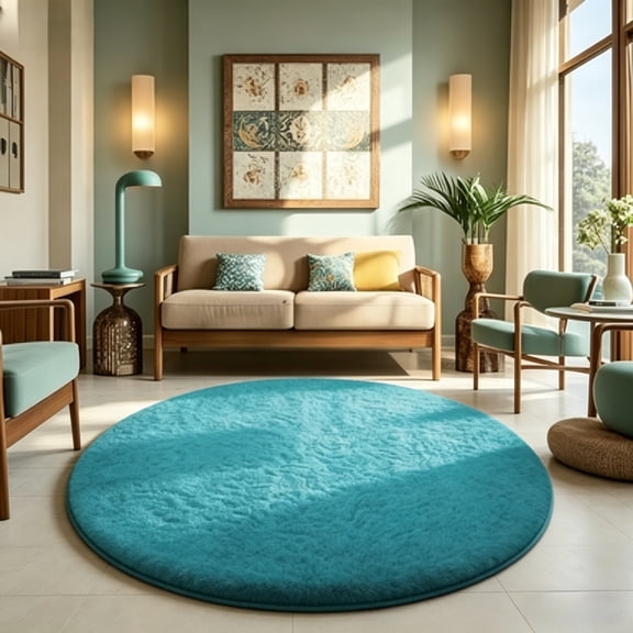 Fluffy Round & Rectangle Shag Rug, Ultra Soft Plush Fuzzy Area Rugs for Living Room Bedroom, Non-Slip Shaggy Carpet for Kids Room Nursery, Washable Thick Pile Rugs for Home Decor, Multiple Sizes & Co