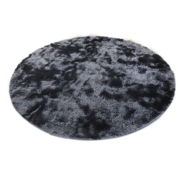 Fluffy Round Rug for Bedroom, Soft Circle Area Rug for Kids Room, Shag Plush Circular Rugs for Dorm Home Decor, Black