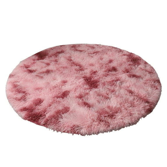 Fluffy Round Shag Area Rug, Soft Plush Non-Slip Circle Carpet for Bedroom Aesthetic Decor, Cozy Dorm Living Room Floor Mat, Machine Washable Red1