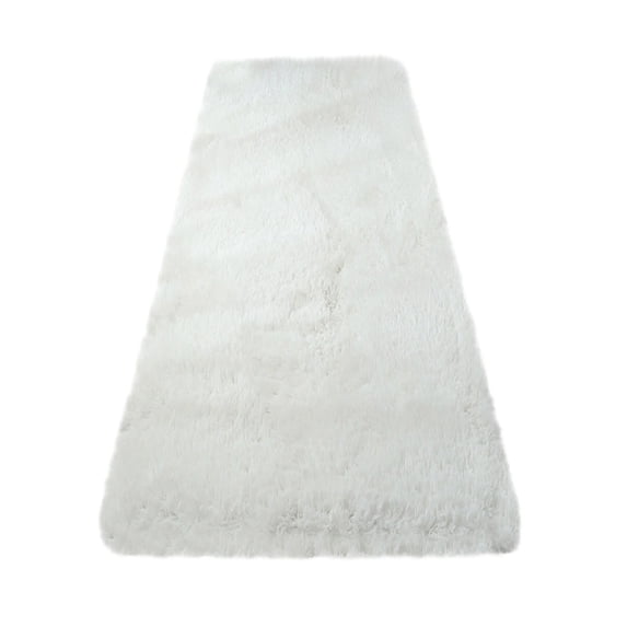 Fluffy Rug for Dorm, College, Apartment, Bedroom Plush Area Rugs, Shag Carpet with Rubber Backing Non Slip, Comfy Pet Mat Bedside Rug for Bedroom Home Decor(19.7"*63",White)