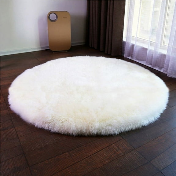 Fluffy Rugs Bedroom Furry Carpet Bedside Sheepskin Area Rugs Children Play Princess Room Decor Rug 40*40cm (White)