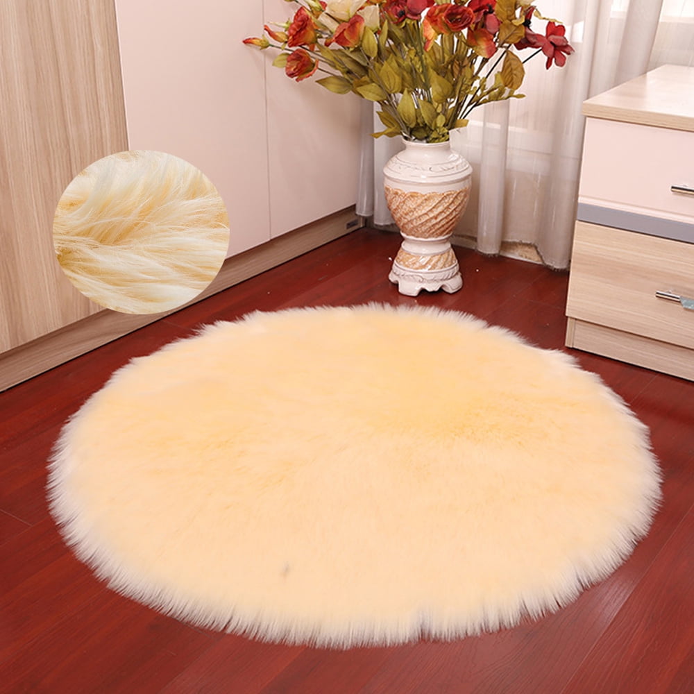 Squishy Rugs Fluffy Shaggy Area Rugs Faux Sheepskin Non-Slip Backing Round 28