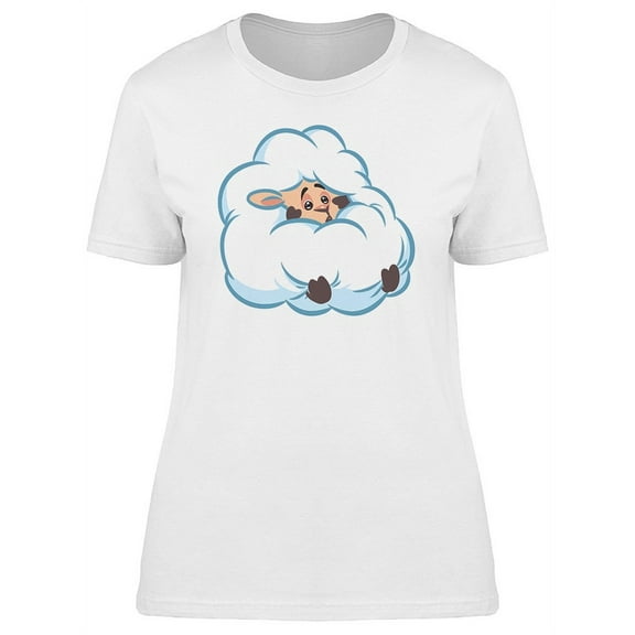 Fluffy Sheep In Fear Cartoon T-Shirt Women -Image by Shutterstock, Female Large