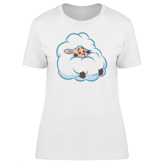 Fluffy Sheep In Fear Cartoon T-Shirt Women -Image by Shutterstock, Female x-Large