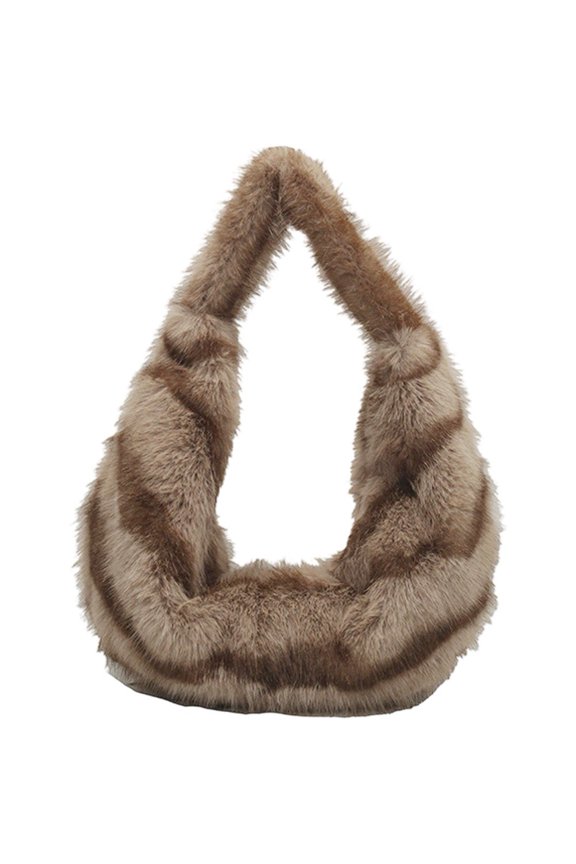 Fluffy Shoulder Bag for Women Large Plush Underarm Bag Furry Handbag Y2k Winter Fur Shoulder Purse for Women Autumn Winter