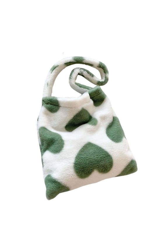 Fluffy Shoulder Tote Bag for Women White Furry Purse Handbag for Spring Easter Gifts