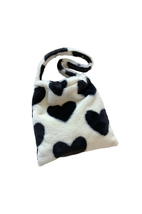 Fluffy Shoulder Tote Bag for Women White Furry Purse Handbag for Spring Easter Gifts