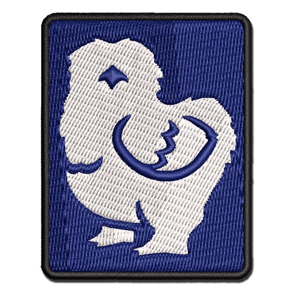 Fluffy Silkie Chicken Applique Multi-Color Embroidered Iron-On Patch - 3 Inch Medium