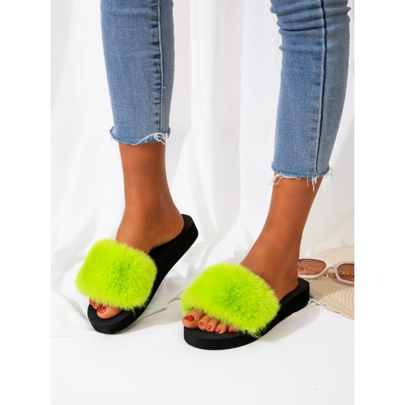 Fluffy Slides Open Toe Faux Fur Sandals