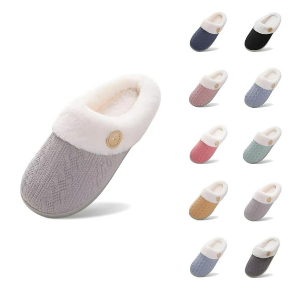 Fluffy Slippers for Women Cozy Non Indoor Footwear Ladies Fashion Winter Insulation Closed Toe Flat Bottom Soft Slippers